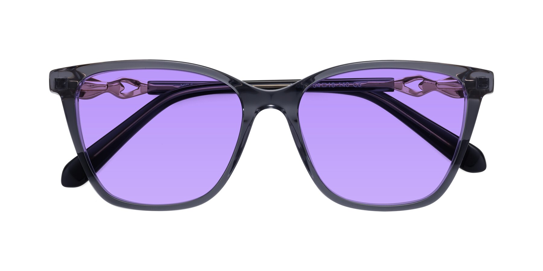 Folded Front of Mothe in Blue Gray with Medium Purple Tinted Lenses