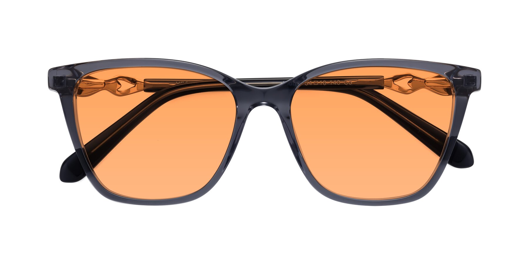 Folded Front of Mothe in Blue Gray with Medium Orange Tinted Lenses