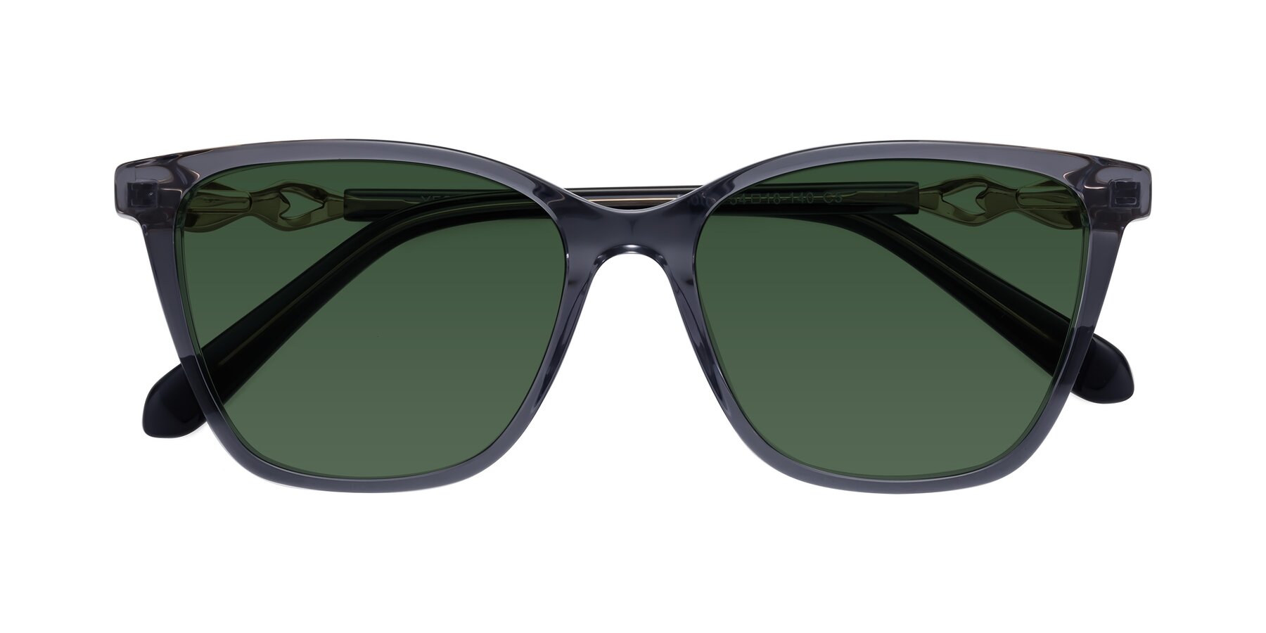 Folded Front of Mothe in Blue Gray with Green Tinted Lenses