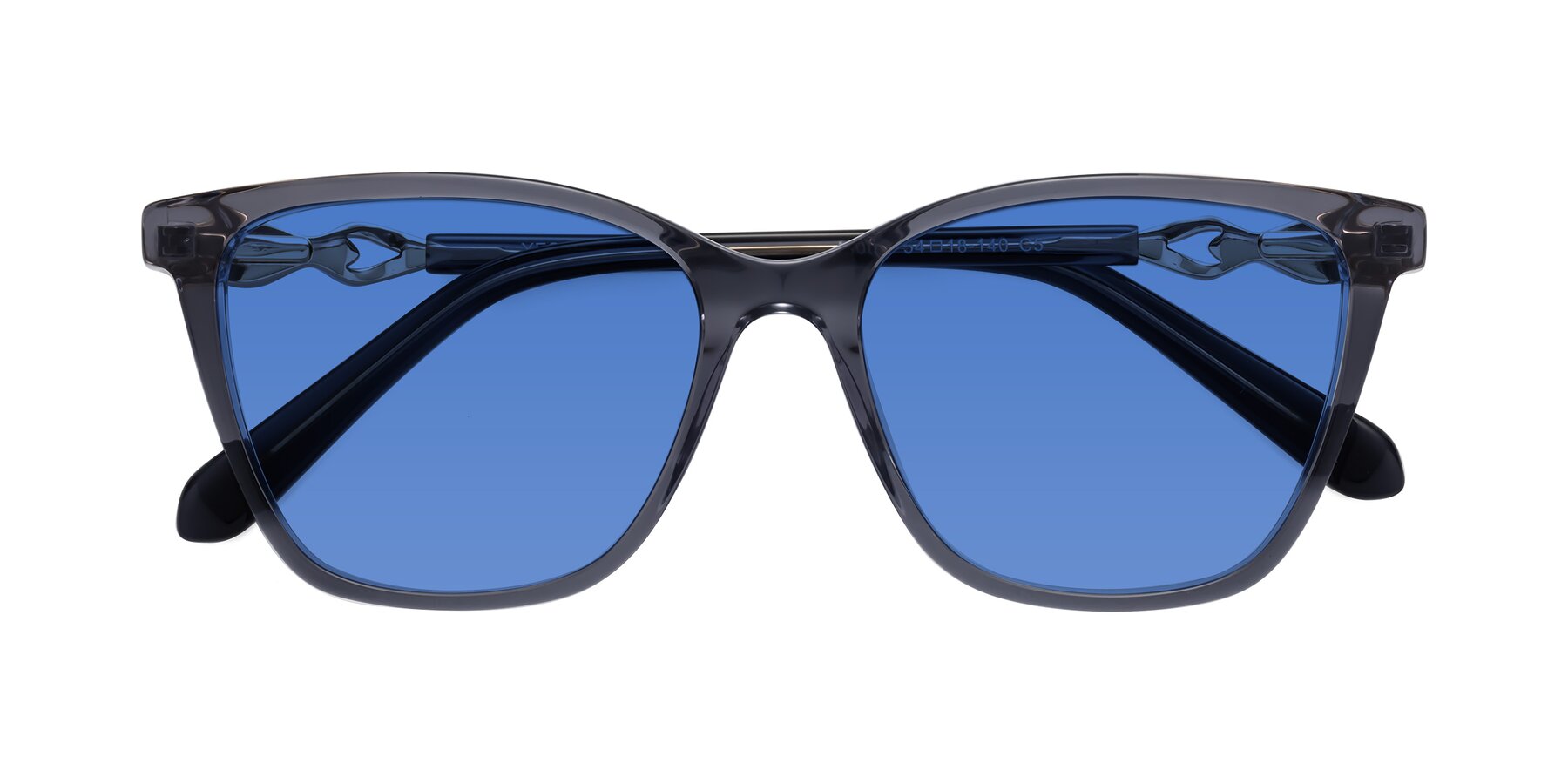 Folded Front of Mothe in Blue Gray with Blue Tinted Lenses