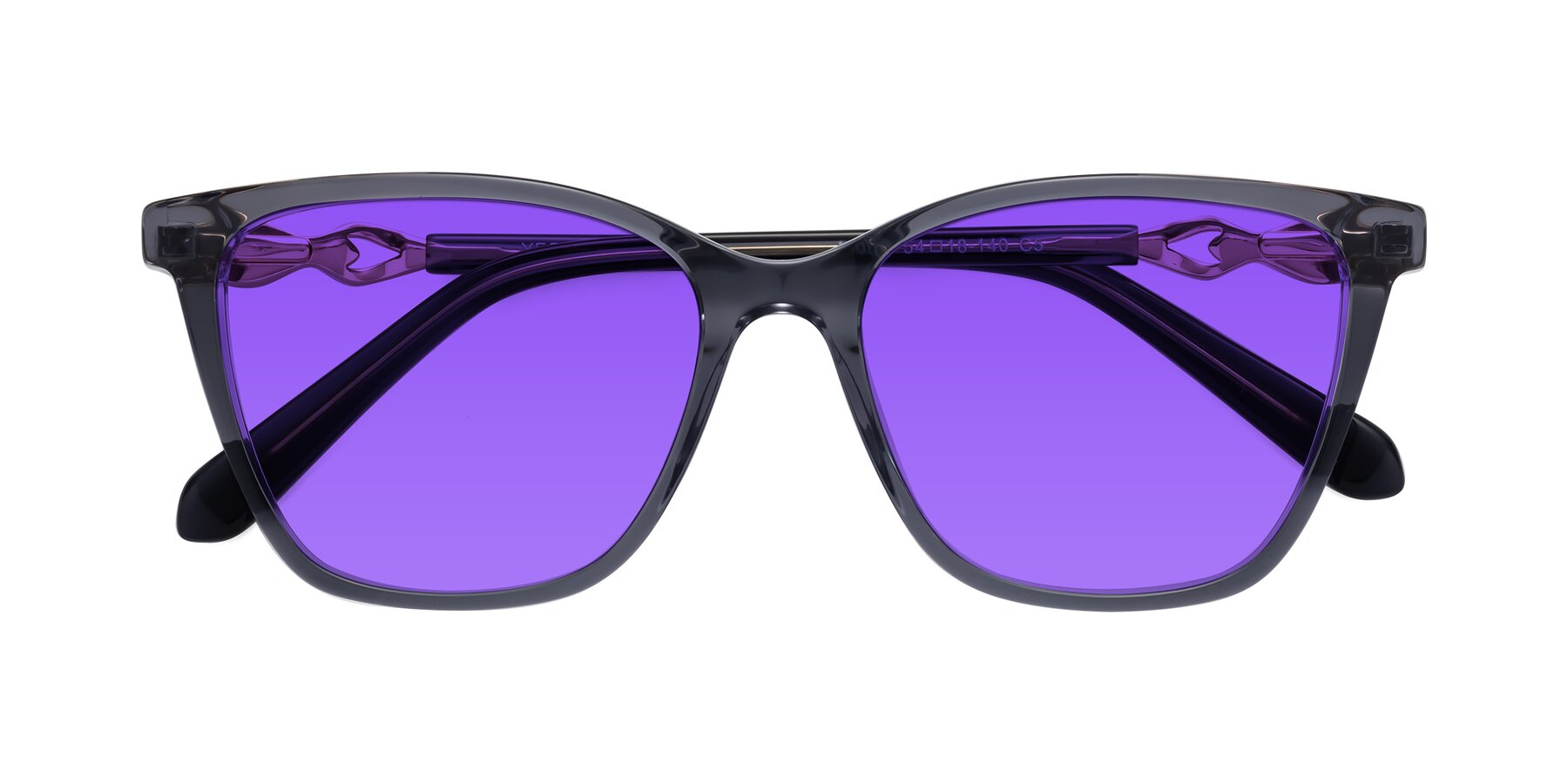 Folded Front of Mothe in Blue Gray with Purple Tinted Lenses