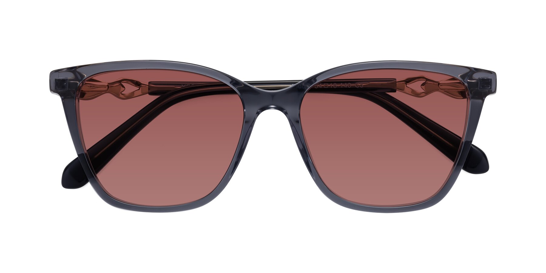 Folded Front of Mothe in Blue Gray with Garnet Tinted Lenses