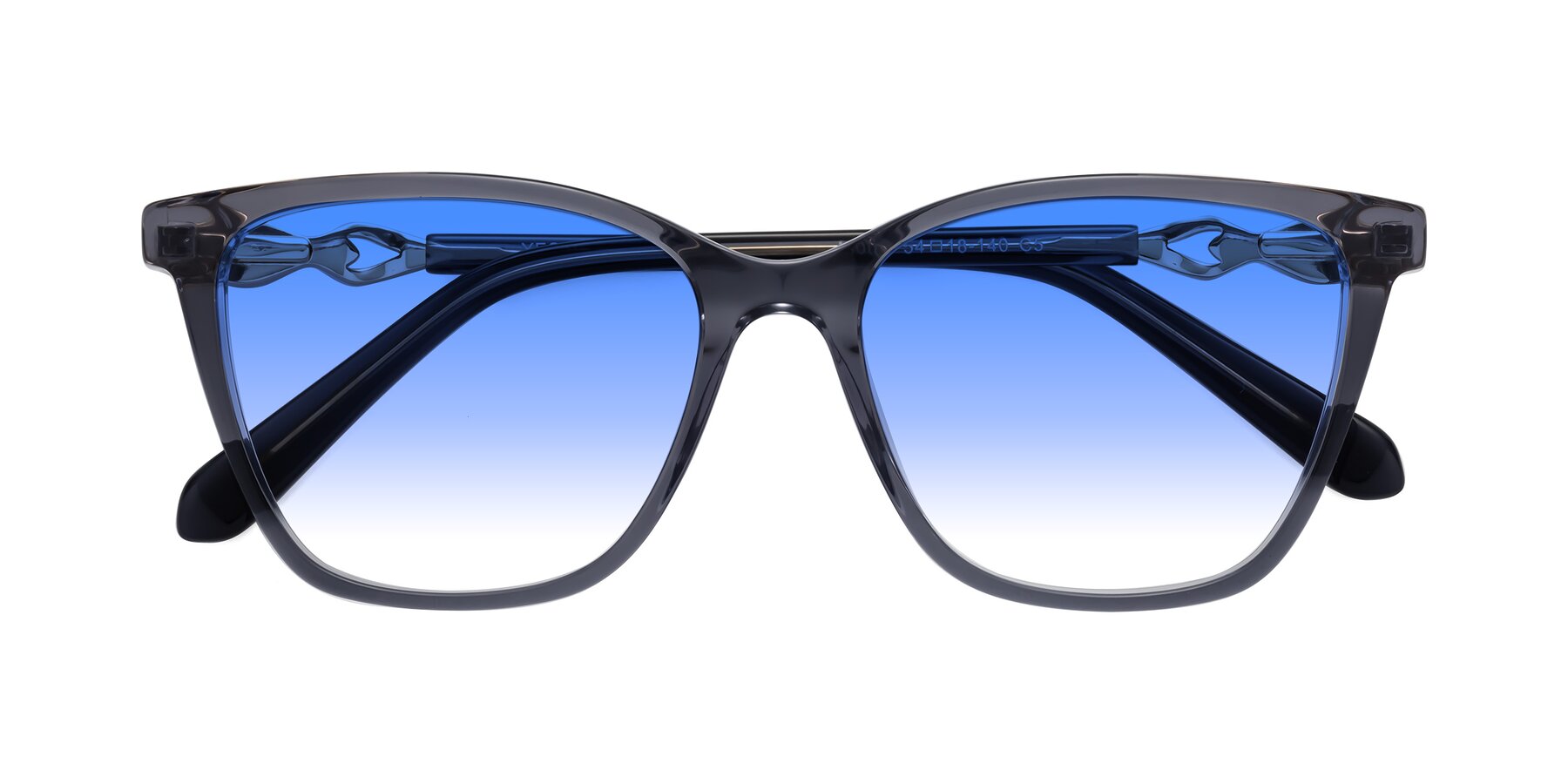 Folded Front of Mothe in Blue Gray with Blue Gradient Lenses