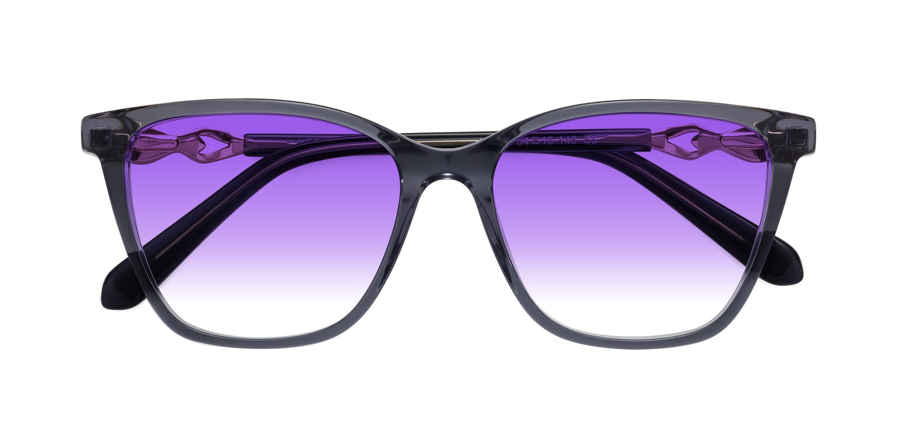 Folded Front of Mothe in Blue Gray with Purple Gradient Lenses