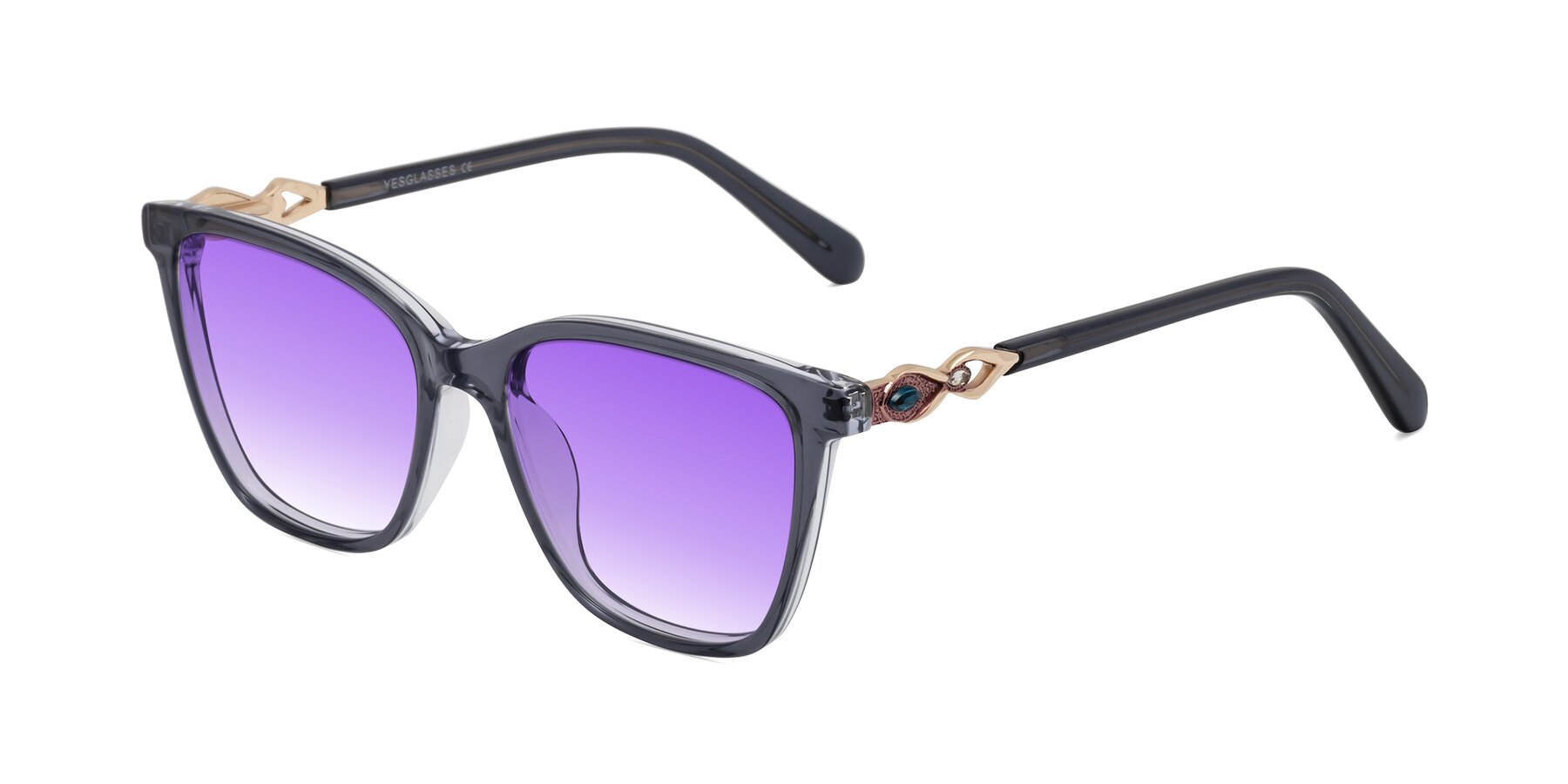 Angle of Mothe in Blue Gray with Purple Gradient Lenses