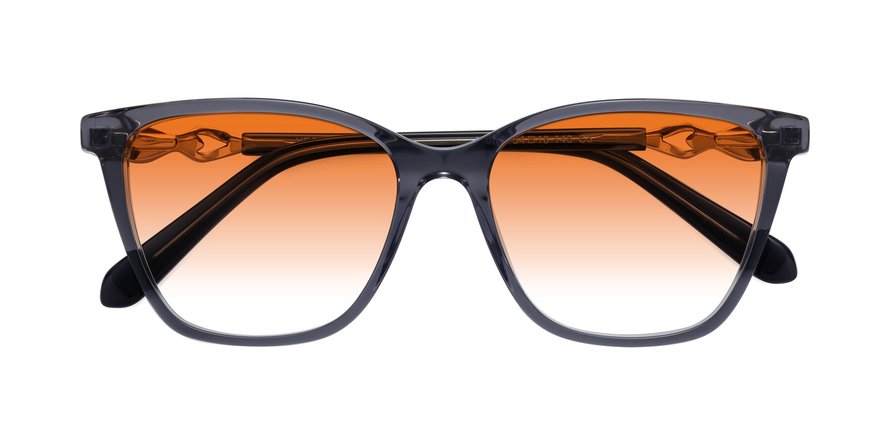 Folded Front of Mothe in Blue Gray with Orange Gradient Lenses