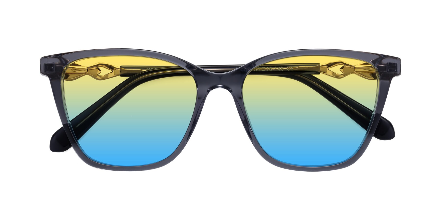 Folded Front of Mothe in Blue Gray with Yellow / Blue Gradient Lenses