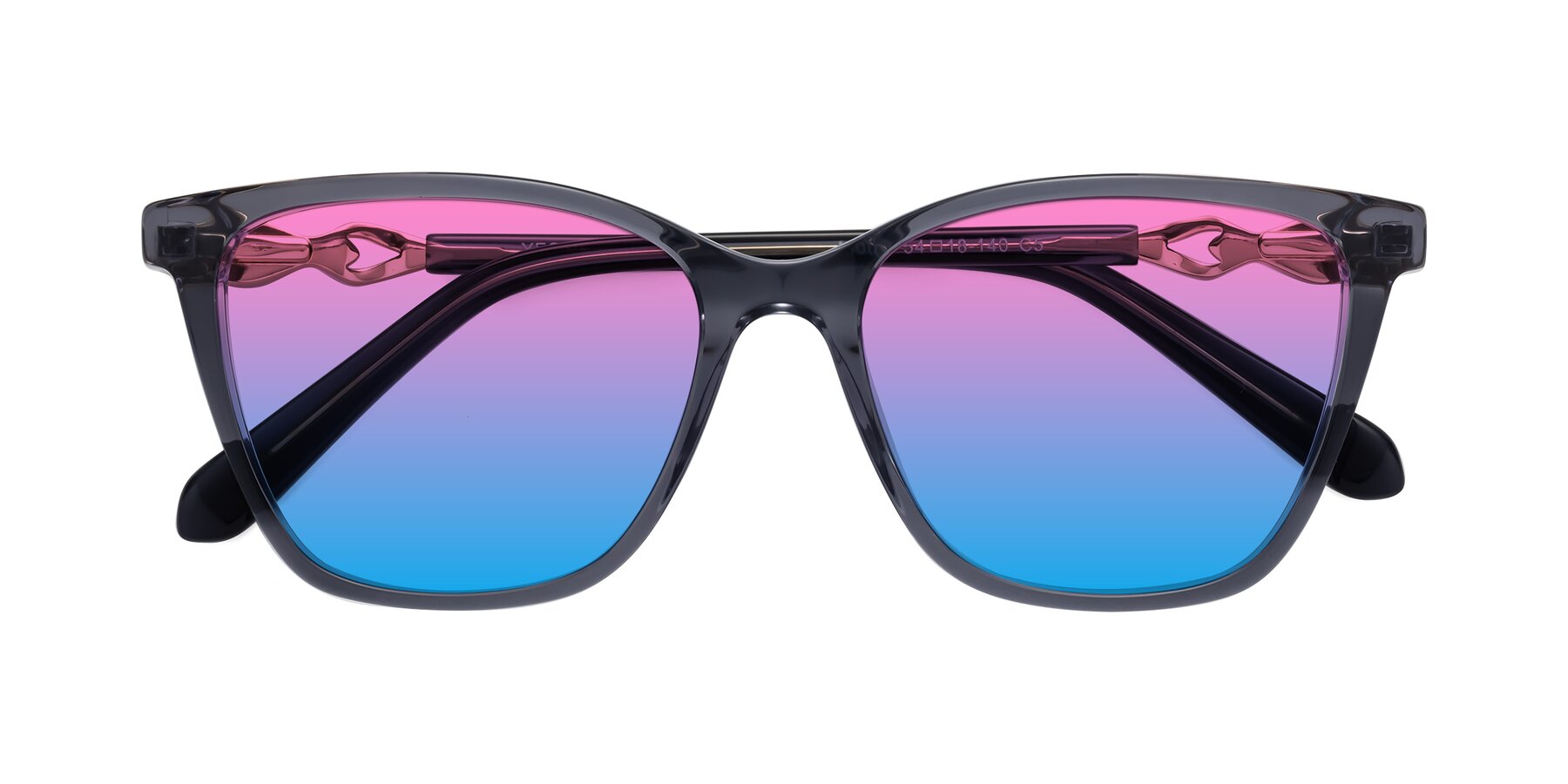 Folded Front of Mothe in Blue Gray with Pink / Blue Gradient Lenses