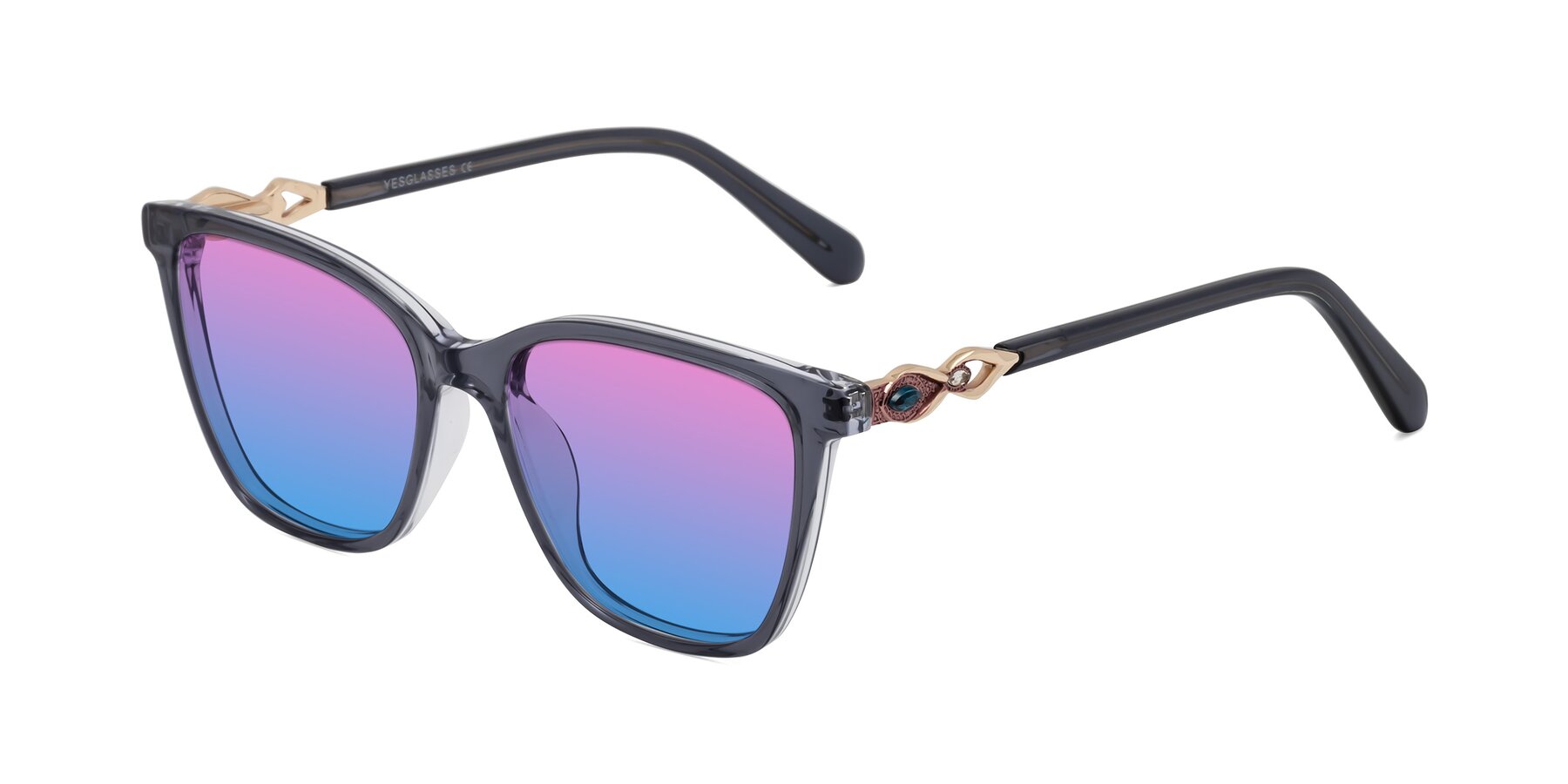 Angle of Mothe in Blue Gray with Pink / Blue Gradient Lenses