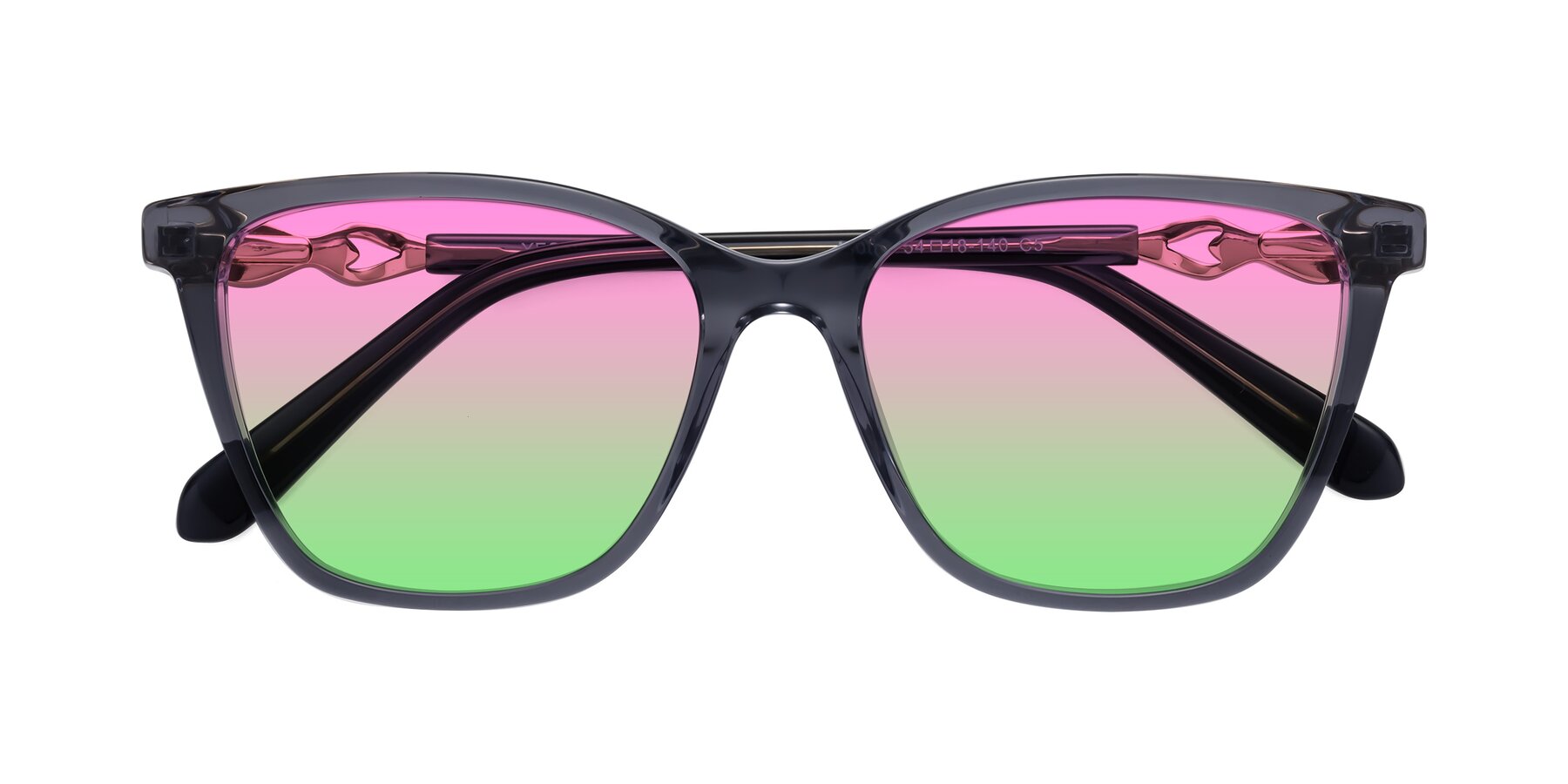 Folded Front of Mothe in Blue Gray with Pink / Green Gradient Lenses