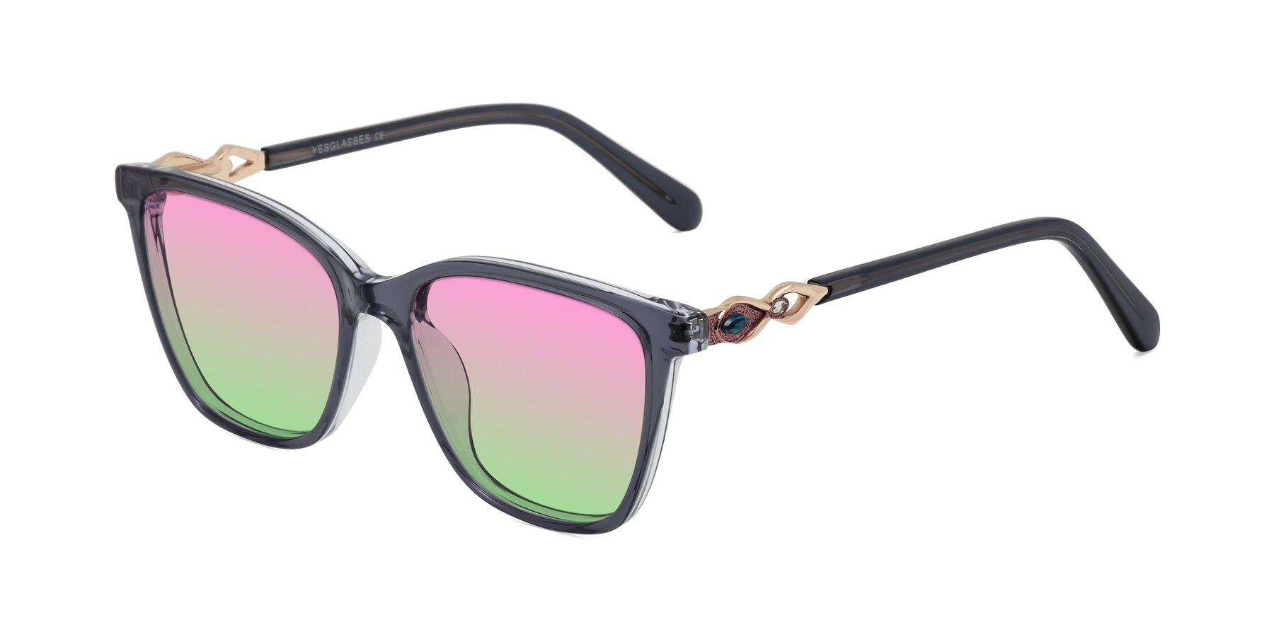 Angle of Mothe in Blue Gray with Pink / Green Gradient Lenses