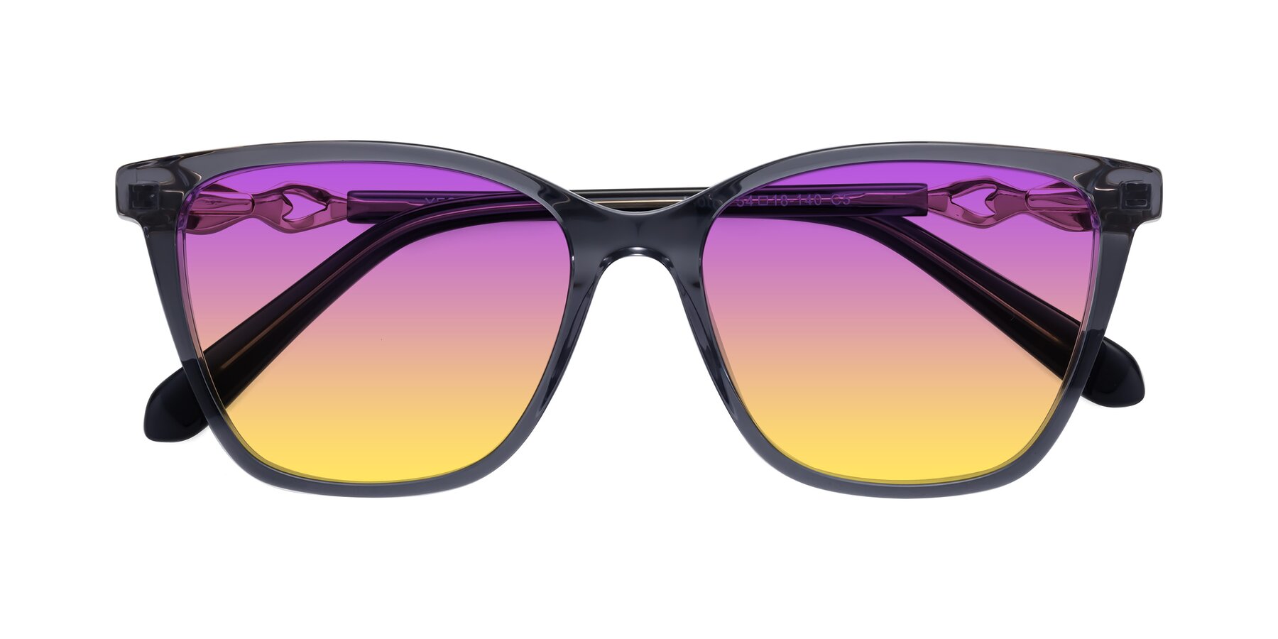 Folded Front of Mothe in Blue Gray with Purple / Yellow Gradient Lenses