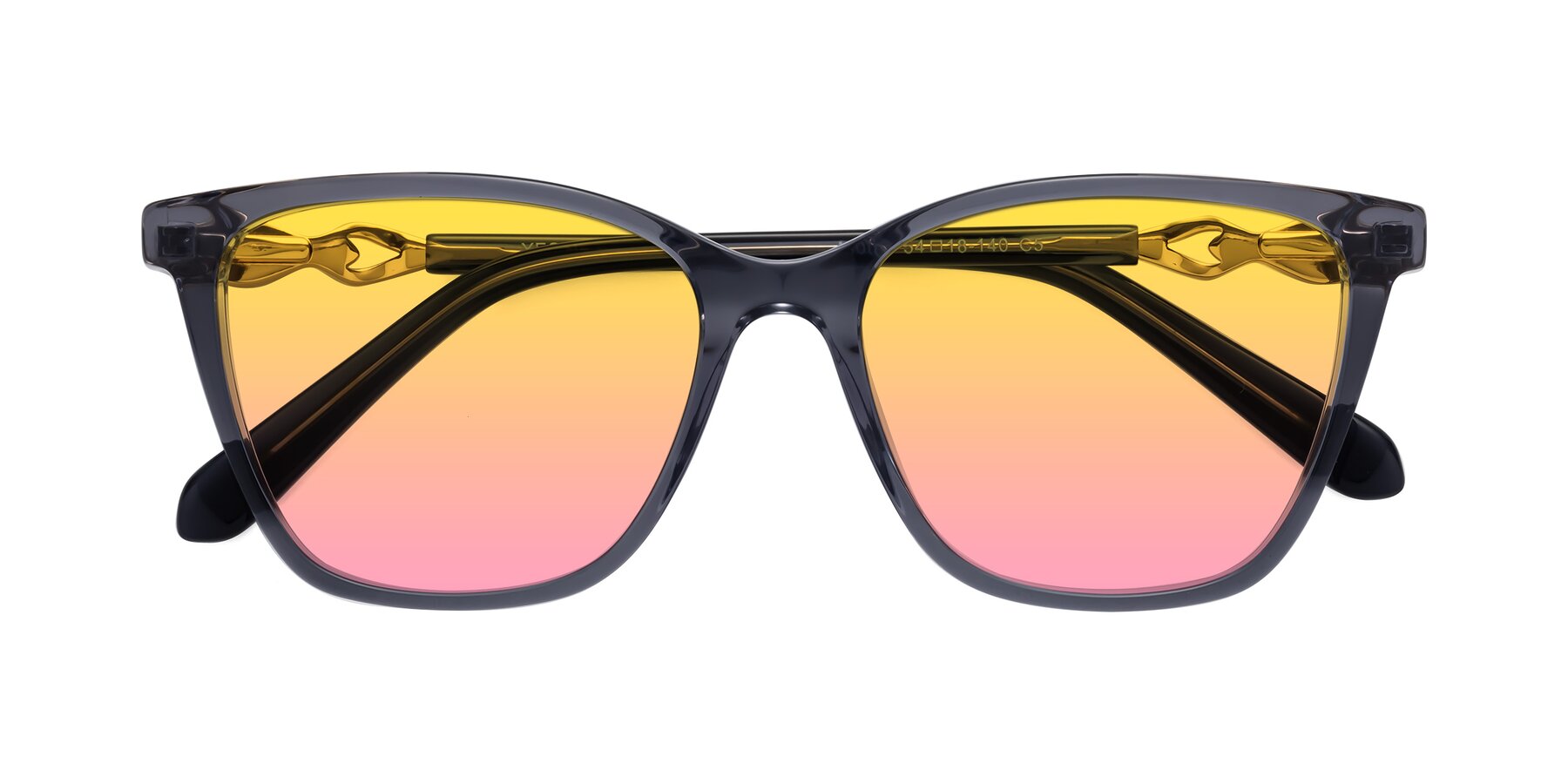 Folded Front of Mothe in Blue Gray with Yellow / Pink Gradient Lenses