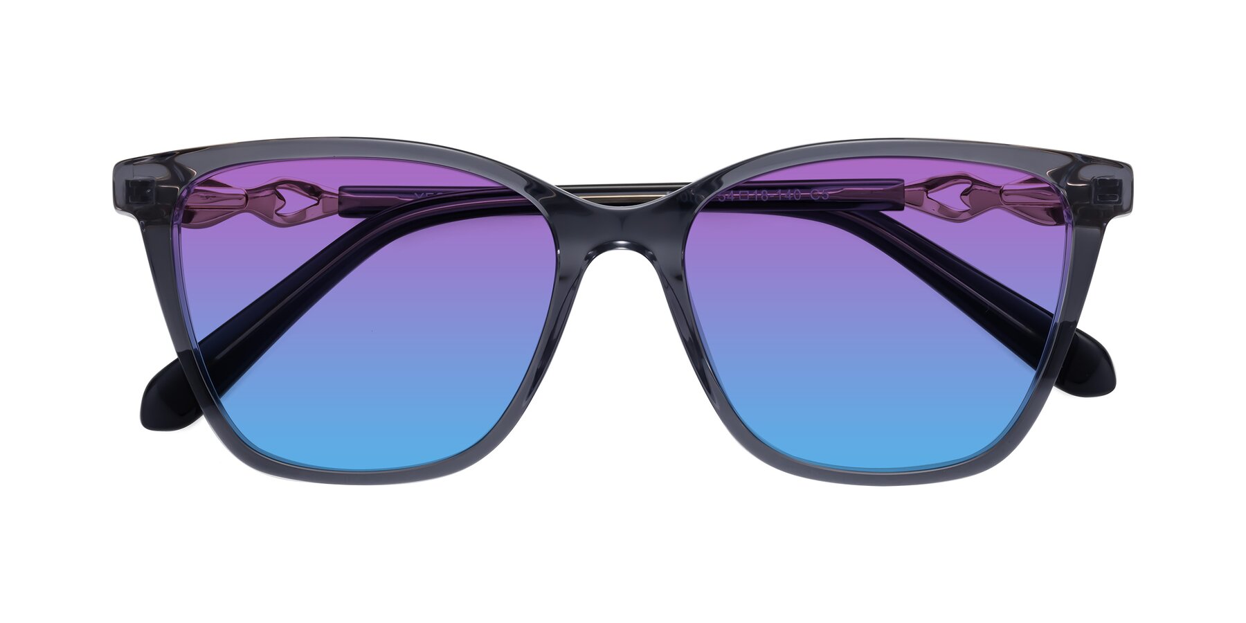 Folded Front of Mothe in Blue Gray with Purple / Blue Gradient Lenses