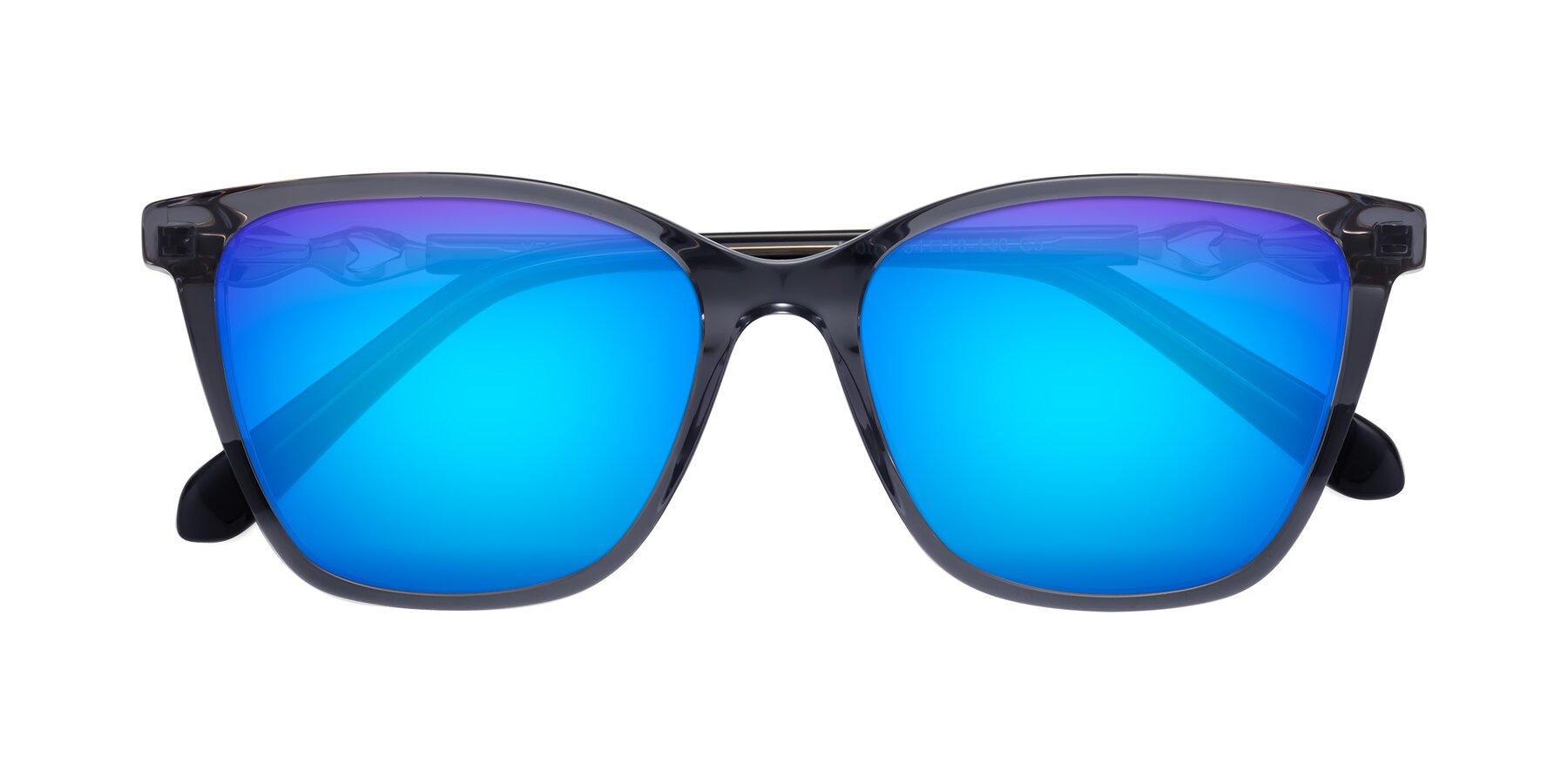 Folded Front of Mothe in Blue Gray with Blue Mirrored Lenses