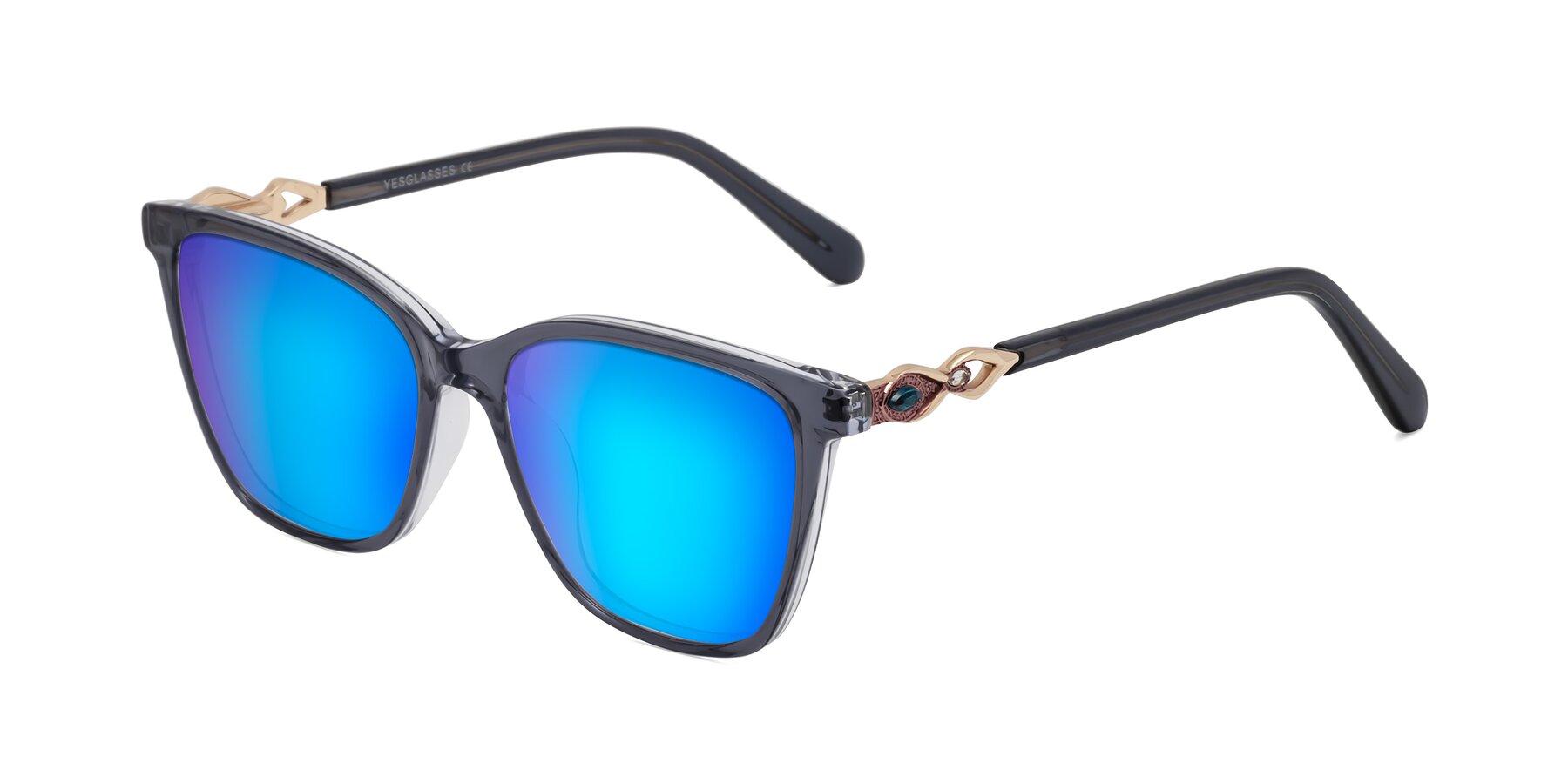 Angle of Mothe in Blue Gray with Blue Mirrored Lenses