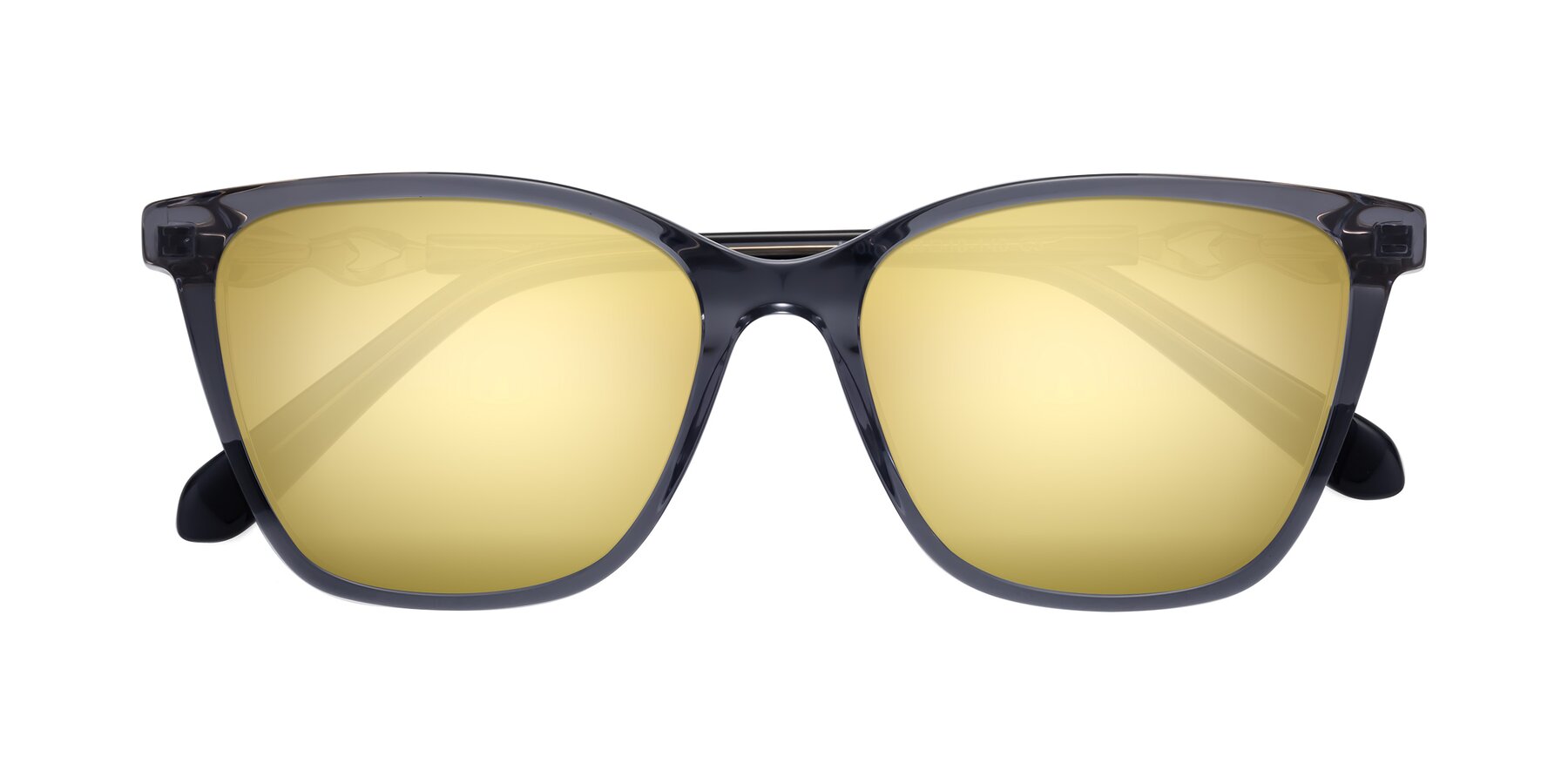 Folded Front of Mothe in Blue Gray with Gold Mirrored Lenses