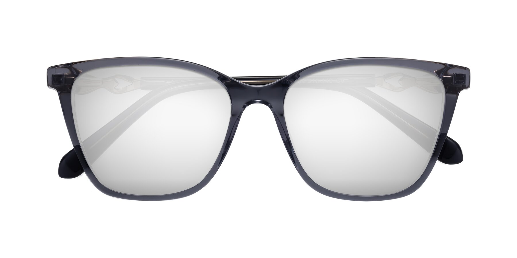 Folded Front of Mothe in Blue Gray with Silver Mirrored Lenses