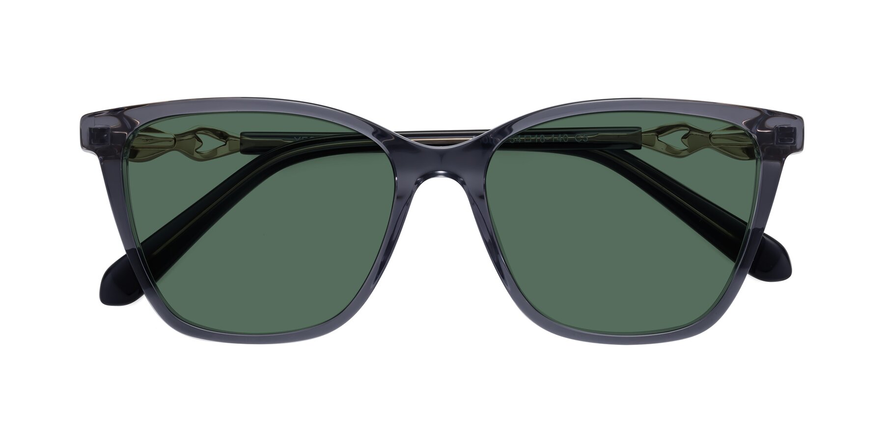 Folded Front of Mothe in Blue Gray with Green Polarized Lenses