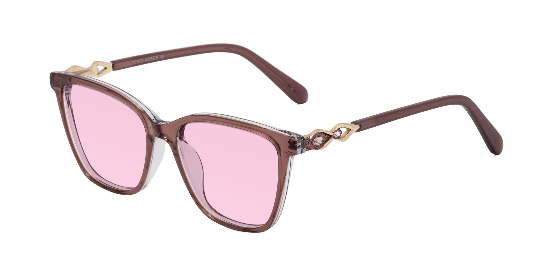 Angle of Mothe in Mauve Taupe with Light Pink Tinted Lenses