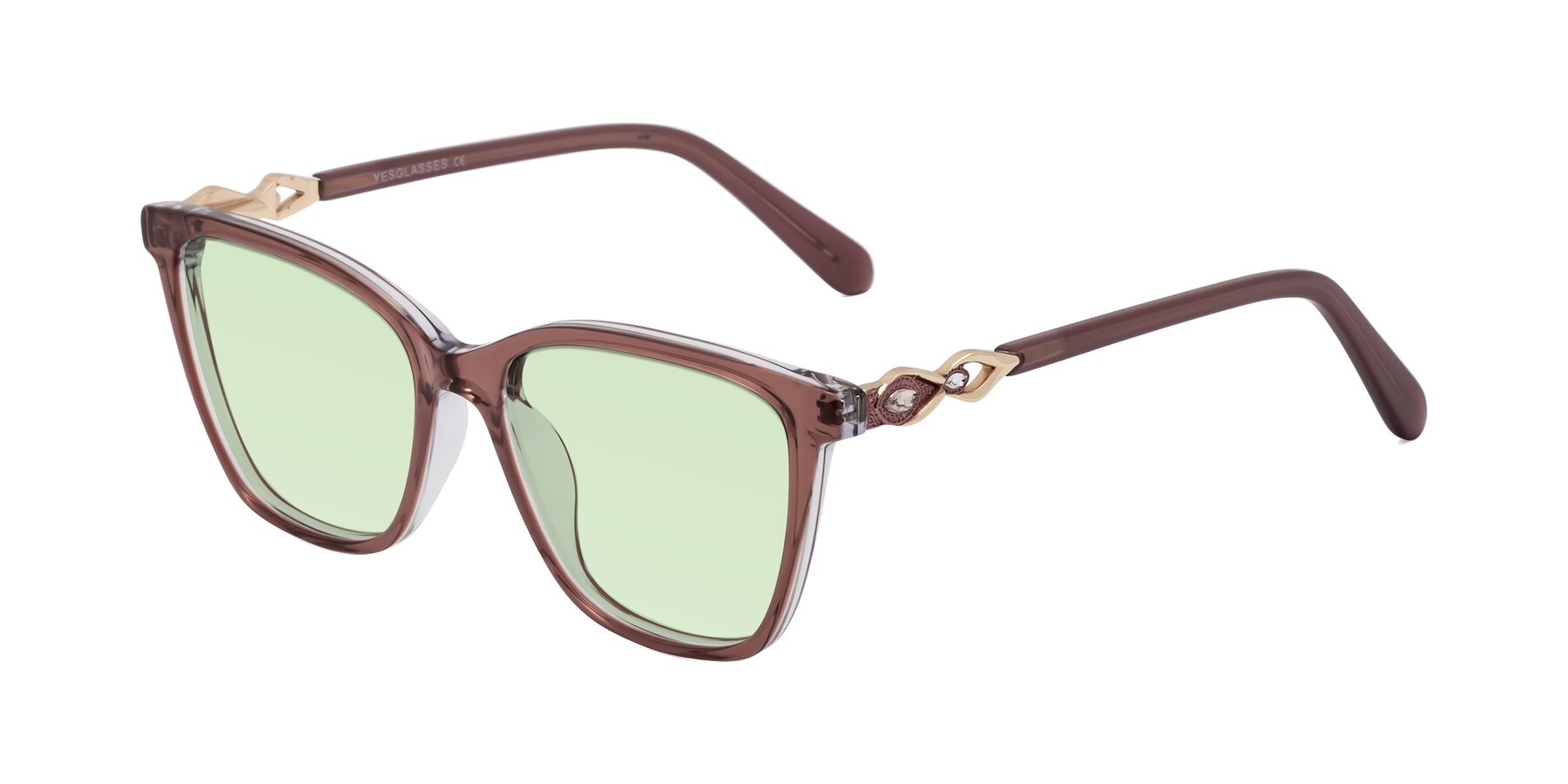 Angle of Mothe in Mauve Taupe with Light Green Tinted Lenses