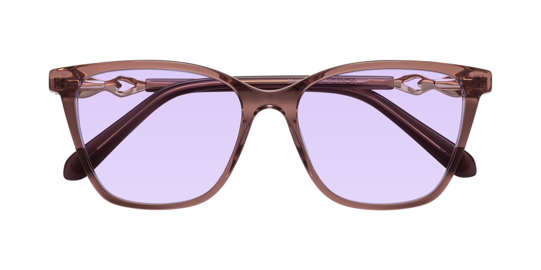 Folded Front of Mothe in Mauve Taupe with Light Purple Tinted Lenses