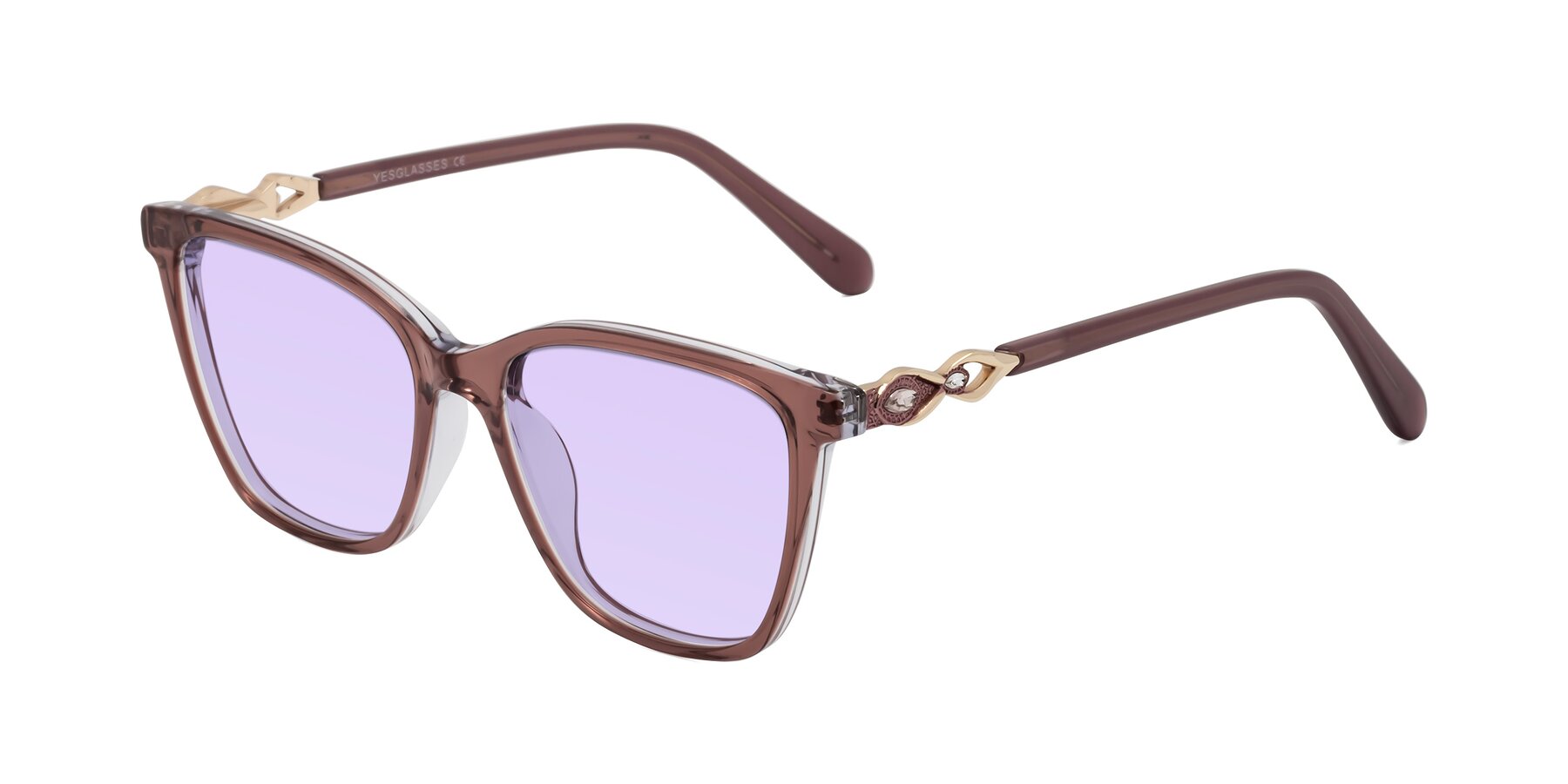 Angle of Mothe in Mauve Taupe with Light Purple Tinted Lenses