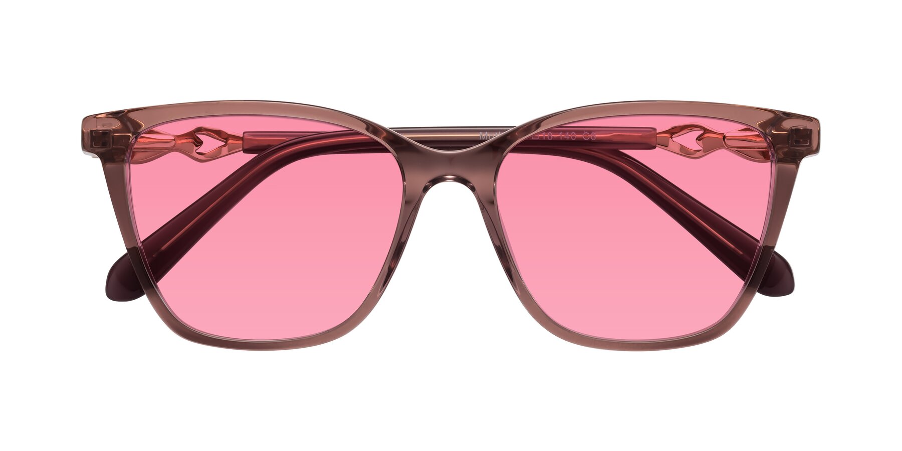 Folded Front of Mothe in Mauve Taupe with Pink Tinted Lenses