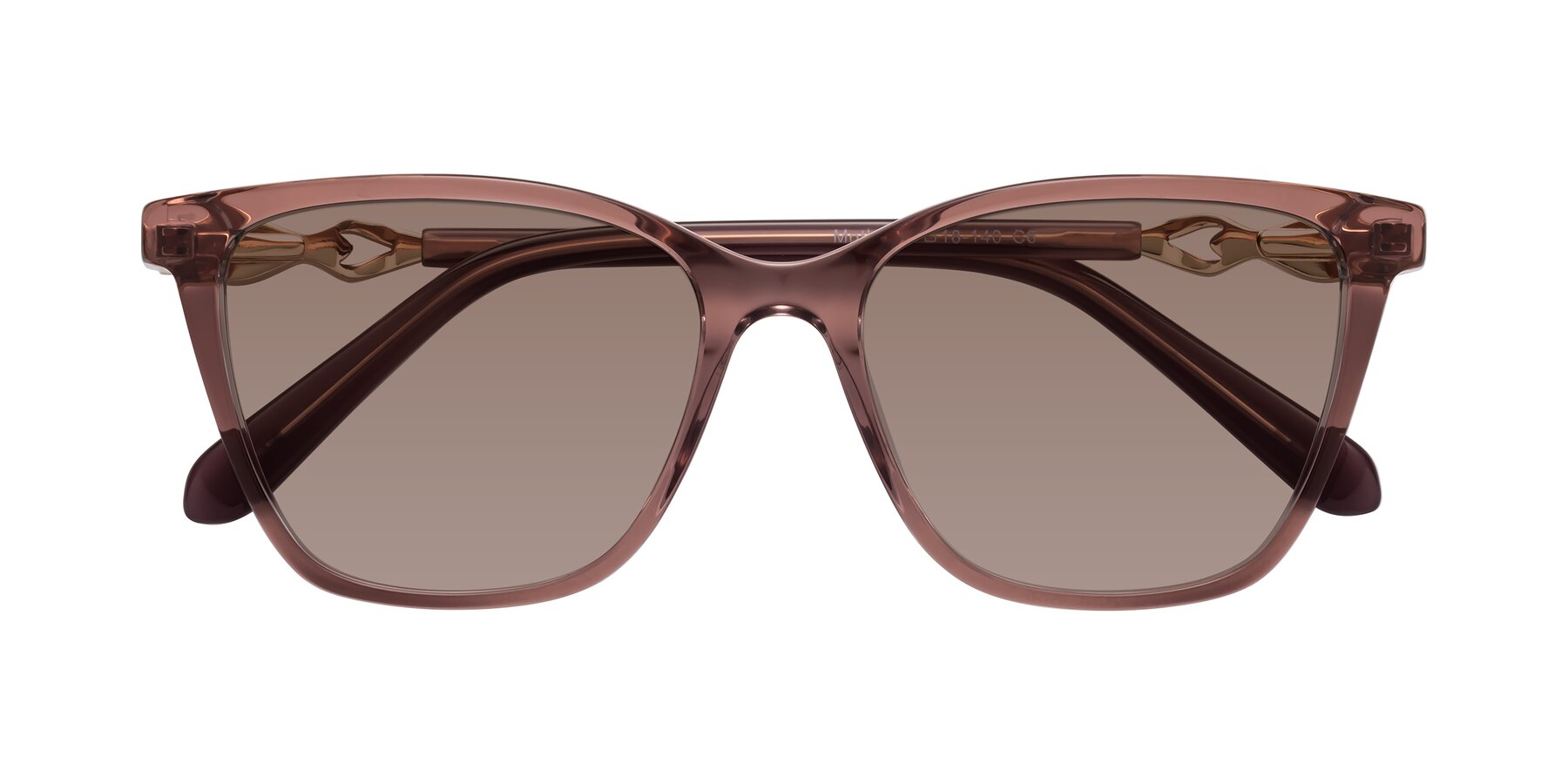 Folded Front of Mothe in Mauve Taupe with Medium Brown Tinted Lenses