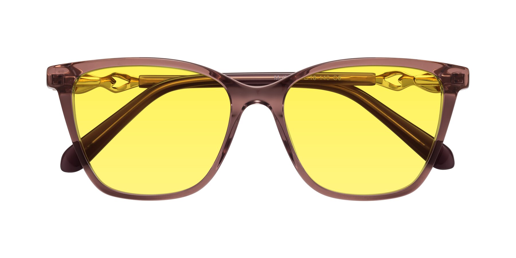 Folded Front of Mothe in Mauve Taupe with Medium Yellow Tinted Lenses