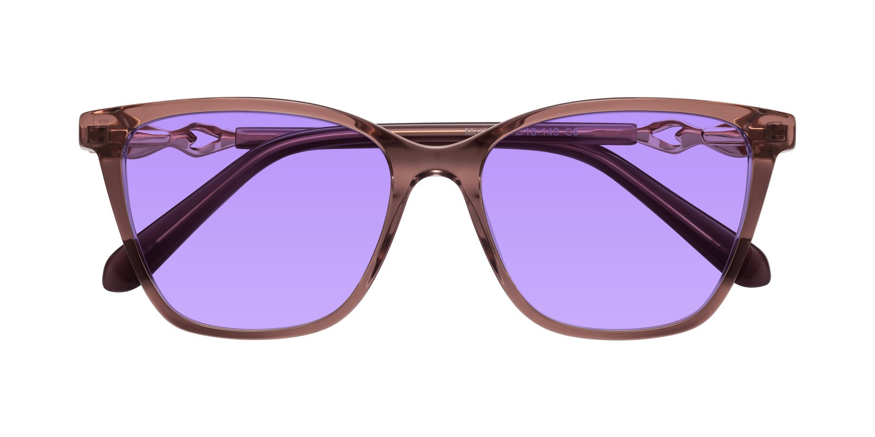 Folded Front of Mothe in Mauve Taupe with Medium Purple Tinted Lenses