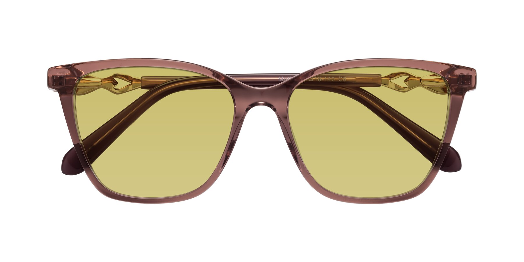 Folded Front of Mothe in Mauve Taupe with Medium Champagne Tinted Lenses