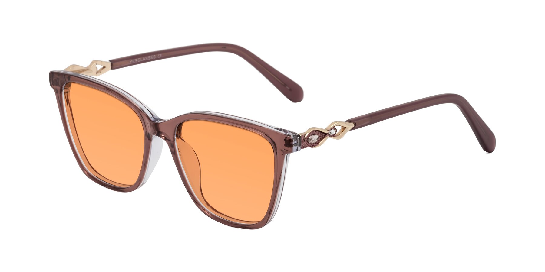 Angle of Mothe in Mauve Taupe with Medium Orange Tinted Lenses