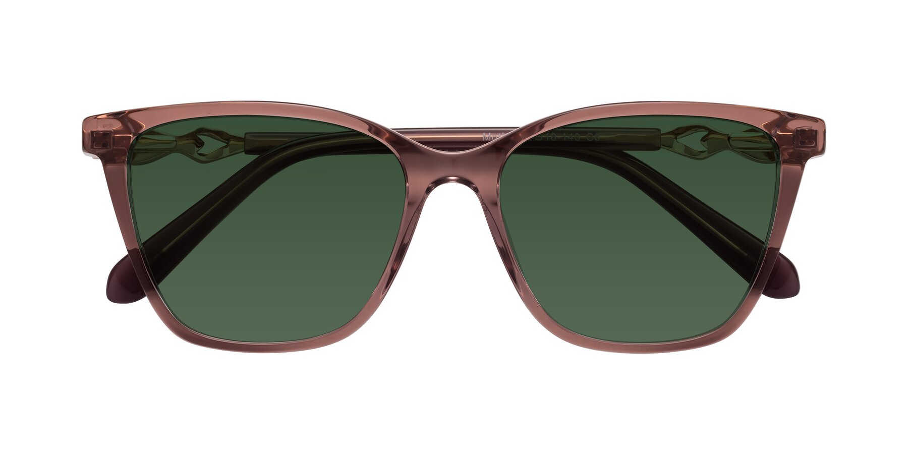 Folded Front of Mothe in Mauve Taupe with Green Tinted Lenses