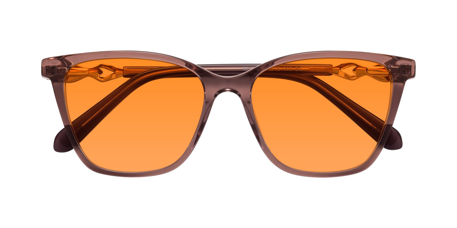 Folded Front of Mothe in Mauve Taupe with Orange Tinted Lenses