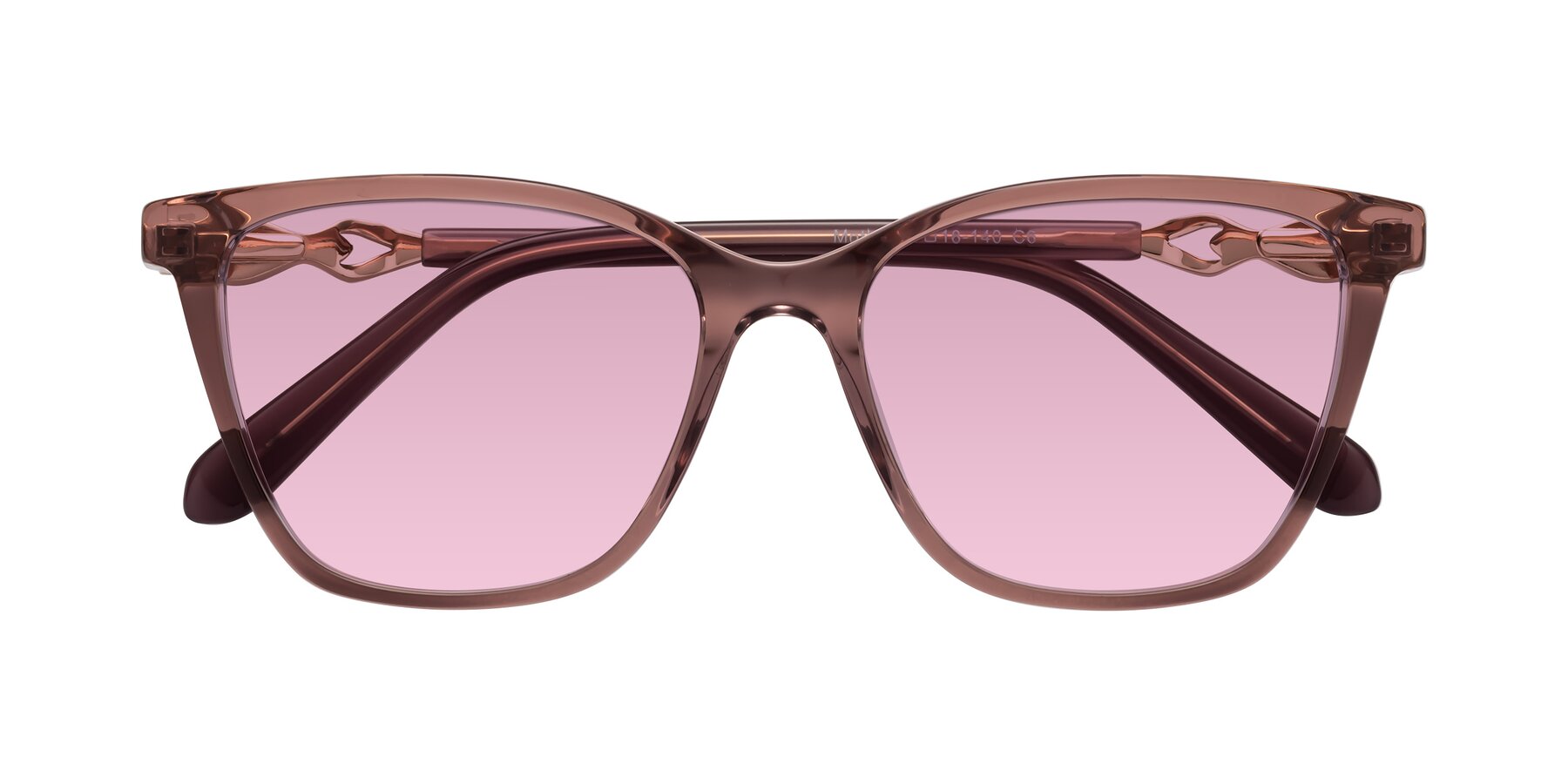 Folded Front of Mothe in Mauve Taupe with Light Wine Tinted Lenses