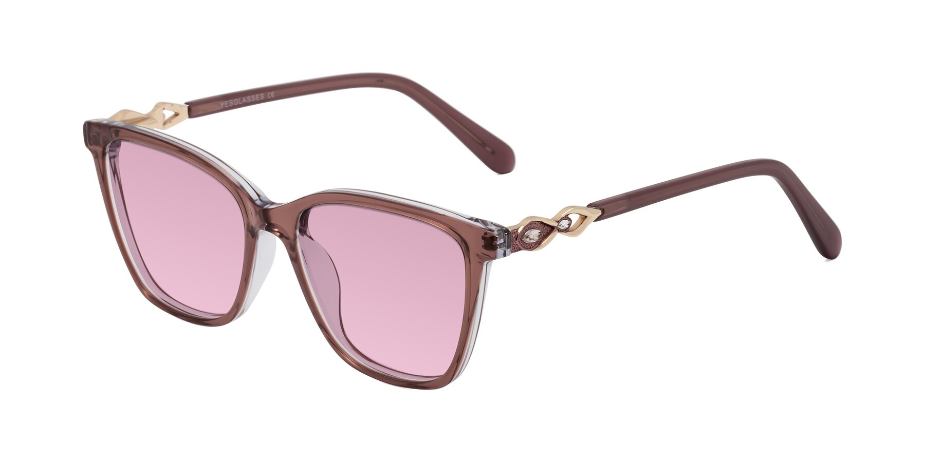 Angle of Mothe in Mauve Taupe with Light Wine Tinted Lenses