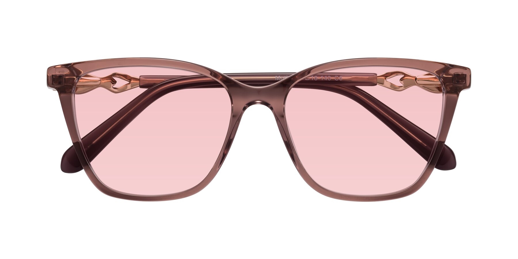 Folded Front of Mothe in Mauve Taupe with Light Garnet Tinted Lenses