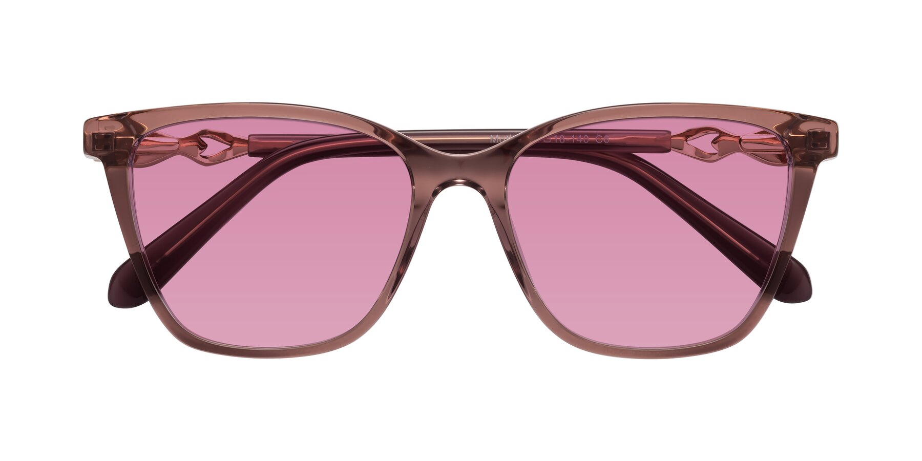 Folded Front of Mothe in Mauve Taupe with Medium Wine Tinted Lenses