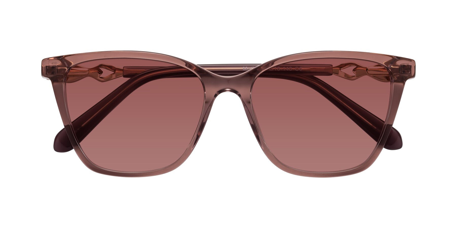 Folded Front of Mothe in Mauve Taupe with Garnet Tinted Lenses