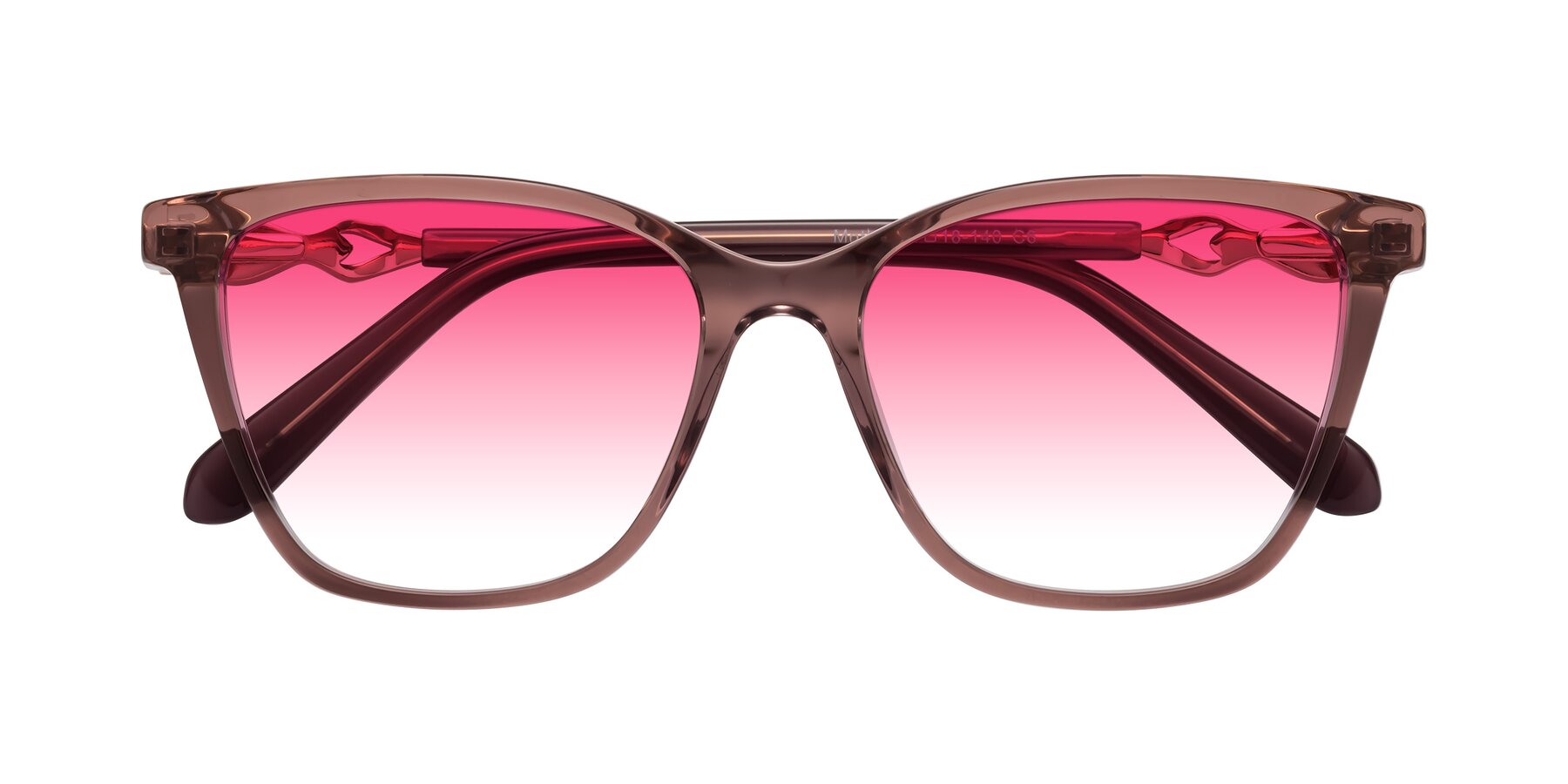 Folded Front of Mothe in Mauve Taupe with Pink Gradient Lenses