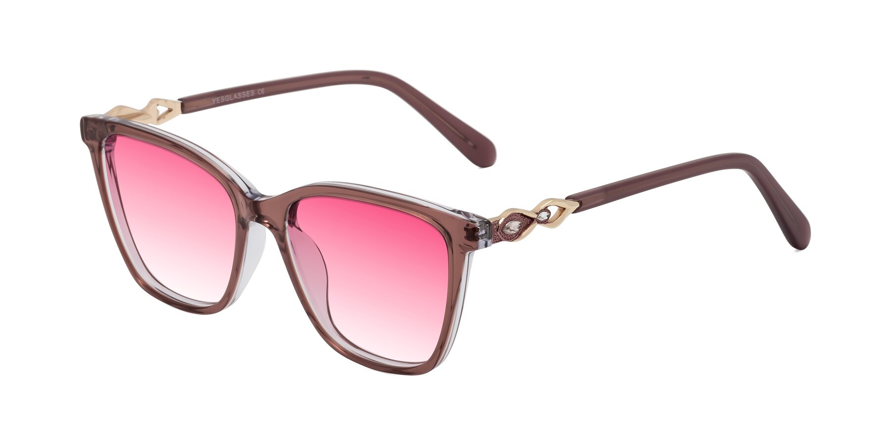 Angle of Mothe in Mauve Taupe with Pink Gradient Lenses