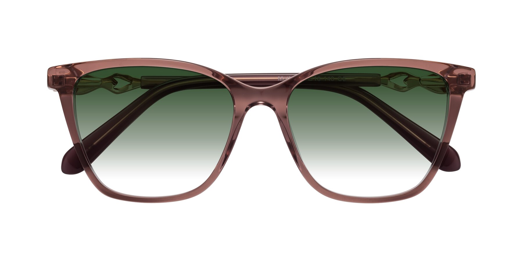 Folded Front of Mothe in Mauve Taupe with Green Gradient Lenses