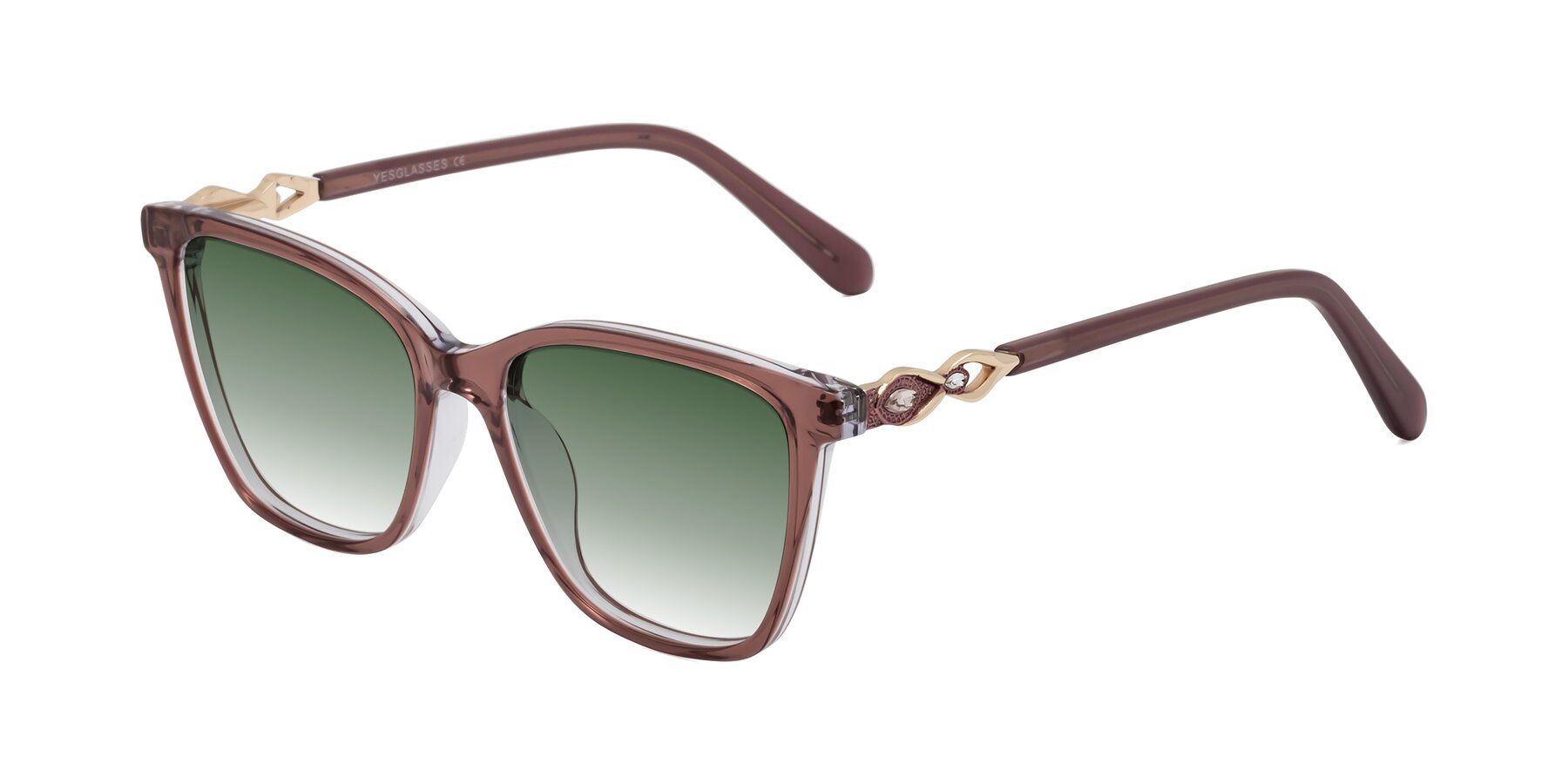 Angle of Mothe in Mauve Taupe with Green Gradient Lenses