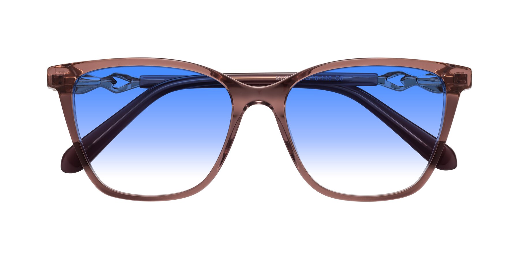 Folded Front of Mothe in Mauve Taupe with Blue Gradient Lenses