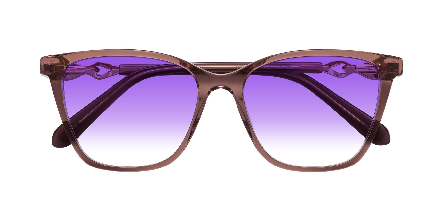 Folded Front of Mothe in Mauve Taupe with Purple Gradient Lenses