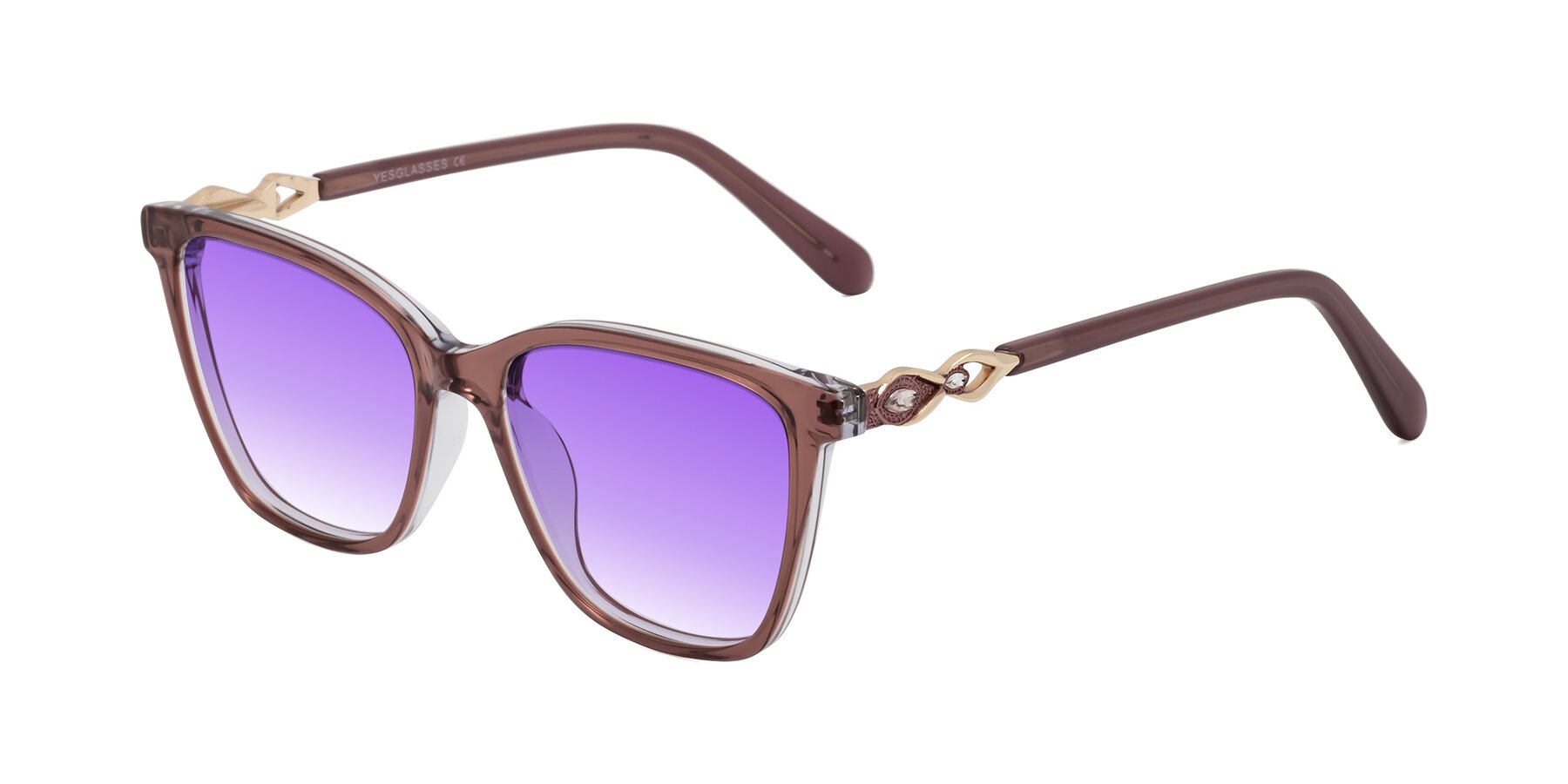 Angle of Mothe in Mauve Taupe with Purple Gradient Lenses