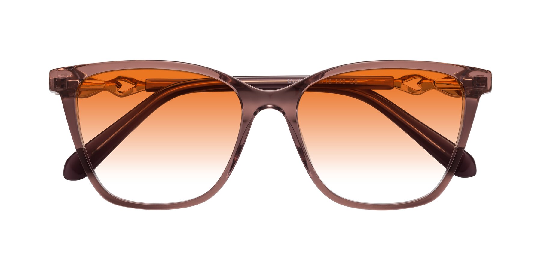 Folded Front of Mothe in Mauve Taupe with Orange Gradient Lenses