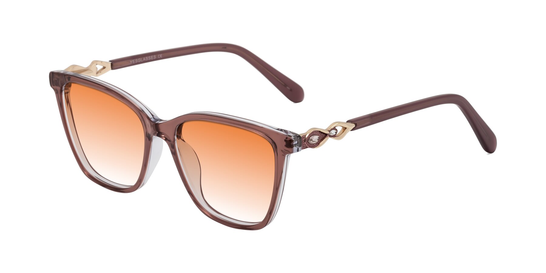 Angle of Mothe in Mauve Taupe with Orange Gradient Lenses