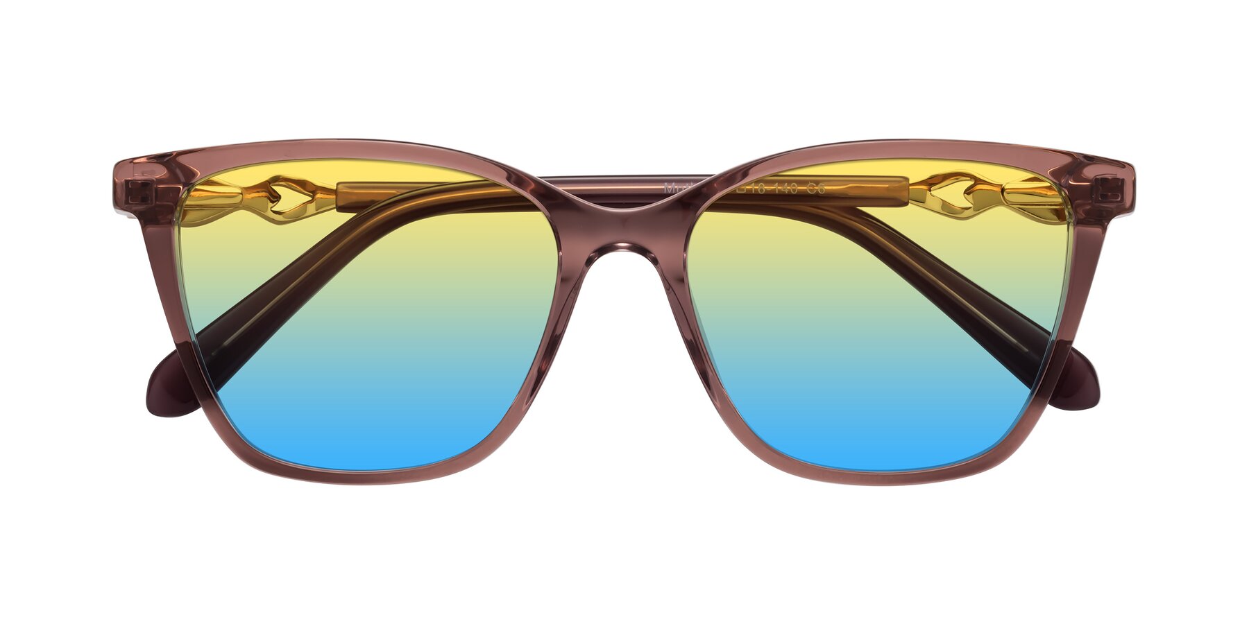 Folded Front of Mothe in Mauve Taupe with Yellow / Blue Gradient Lenses